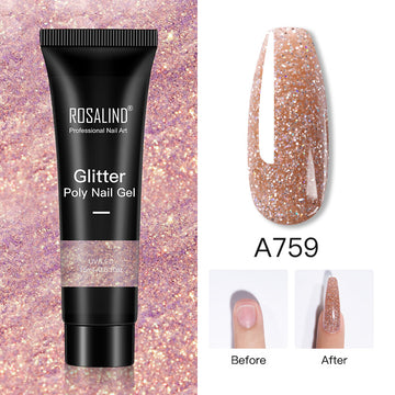 ROSALIND 15ml Glitter Poly Nail Gel 16 Fashion Colors Quick Builder Extension Say Goodbye To Short Nails